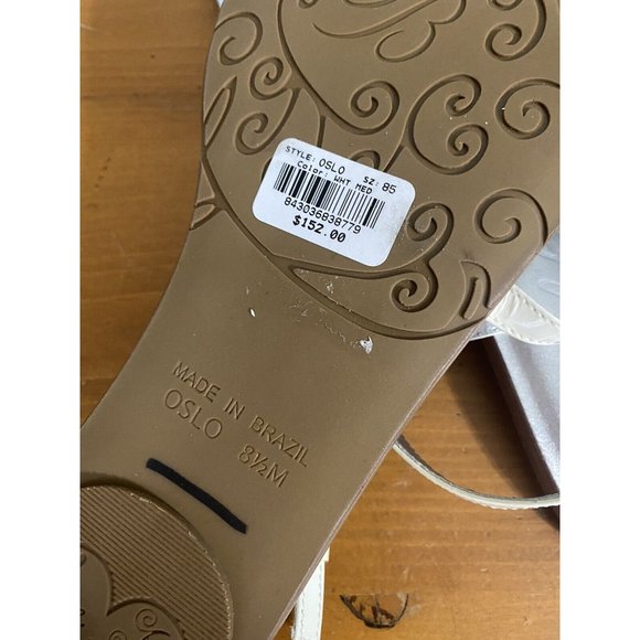 Brighton Size 8.5M OSLO White Silver Leather Strappy Thong Sandals Brazil NWT - Picture 9 of 9